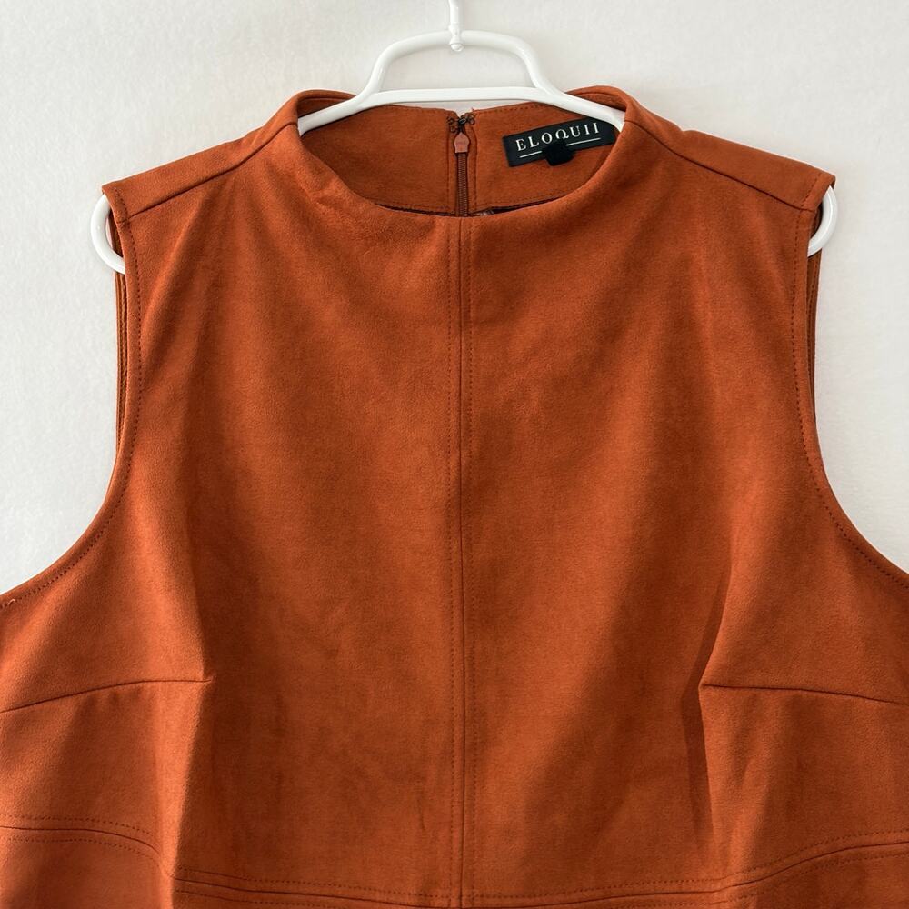 Eloquii Sleeveless Blouse Womens Plus 22 Brown Faux Suede High Neck Tank Top - Picture 3 of 11